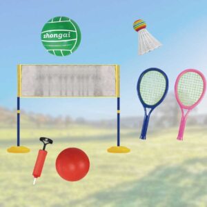 2-i-1 sæt - badminton og volleyball