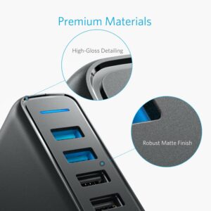 Anker PowerPort Speed 5, 2x Quick Charge 3.0 USB Hub oplader, Sort