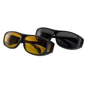 HD-Vision briller - 2 stk dag+nat polariserede briller (perfekt som bilkørsels- sports- nattekørsels- & UV-solbriller)