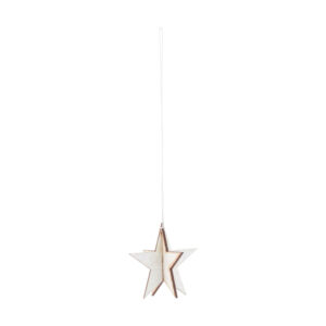 House Doctor Ornament, Glitter Star, hvid, 9 cm, 3 sæt/pk.