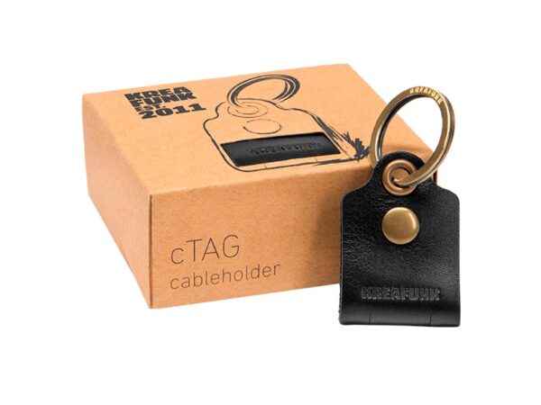 Kreafunk c-TAG Nøglering med kabelorganiser sort, læder