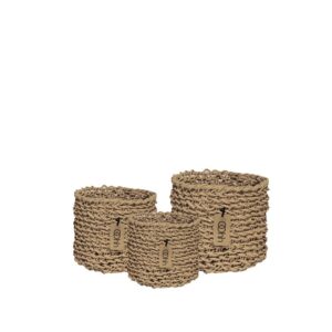 OOHH Woven Paper Baskets Set of 3, Natural 14 X 14 / 18 X 18 /22 X 22