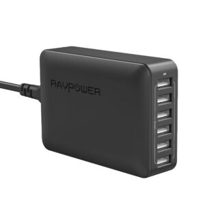 RAVPower 6-port USB Hub Charger, 60W & 12A, Sort