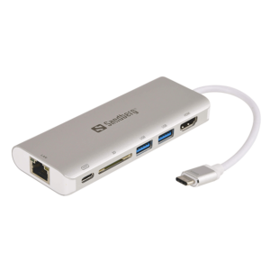 Sandberg USB-C Dock HDMI+LAN+SD+USB,61W, Hvid