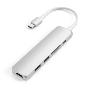 Satechi Slim USB-C MultiPort Adapter V2, HDMI, USB 3.0 port, kortlæser, Silver