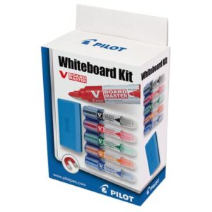 Whiteboard startkit Pilot med holder, tavlevisker og 5 penne