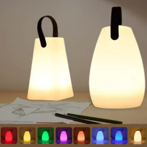 Bordlampe LED med hank - firkantet eller oval - RGB farveskift -