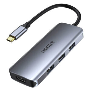 Choetech 7-i-1 USB-C hub, USB 3.0 4K HDMI 100W PD, grå