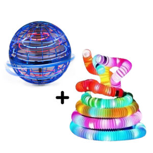 Flying Spinner Ball, blå + 8 x Pop Flash Tubes