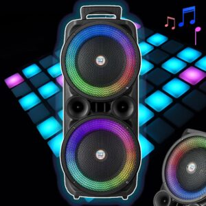 Soundbox 2 x 8" - LED-lys, Mikrofon og Fjernbetjening