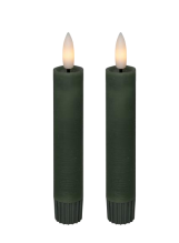 Cozzy kronelys, 3D flamme, 11 cm, grøn, 2 stk. m. fjernbetjening