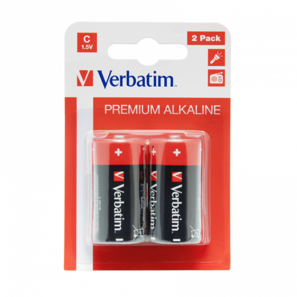 Verbatim Alkaline C / LR14 batteri, 2 pk.